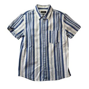 A.P.C. Rue Madame Paris - Mens Blue‎ White Striped Shirt Medium